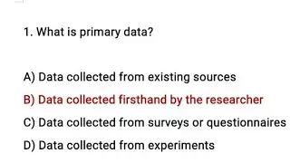 Primary and secondary Data McQs With Correct Answers|| Primary Data Vs Secondary Data McQs 