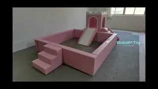 Pink Castle Soft Play Ball Pit with Slide | Indoor Playground Equipment for Toddlers & Daycare