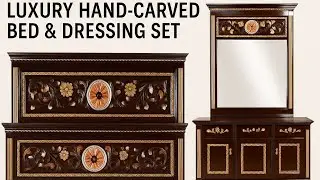 Luxury Hand-Carved Bed & Dressing SetPremium High Gloss Finish