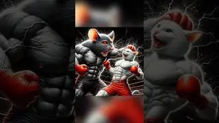 Cute cat fights huge mouse for daddy #cutekittten #kittten