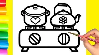 Drawing Kitchen Utensils - Drawing and Coloring Pages For Kids