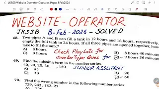 Website Operator Jkssb Today&rsquo;s Paper Solution | Maths and Reasoning | Level basic-Mod | #jkssb #jkp
