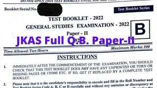 Question Paper JKPSC Combined Competitive Prelims Examination 2022 | General Studies Paper-II | JKAS