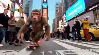 monkey skating at Times Square Street NY 