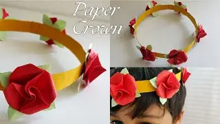 Rose Paper Crown | How To Make Flower Crown At Home | DIY Paper Rose Crown | Paper Flower Tiara