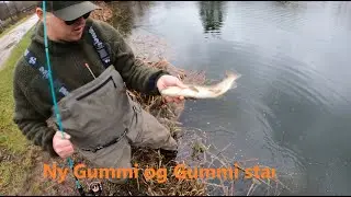 Med Charlie i Hvilestedet teste nye gummi og gummi fiske stang