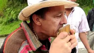 Alvaro plays instrument in Salento, Colombia