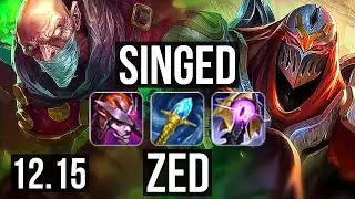 SINGED vs ZED (MID) | 12/1/8, 65% winrate, Legendary | TR Master | 12.15