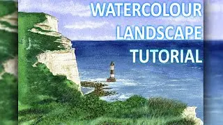 How to Paint Beachy Head Lighthouse in Watercolour, Step-by-Step Tutorial.