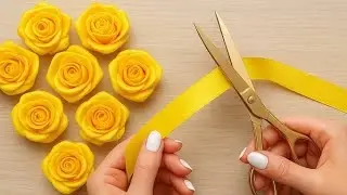 Ribbon Rose Flowers / How to make ribbon Rose flowers / Easy Rose making with needle