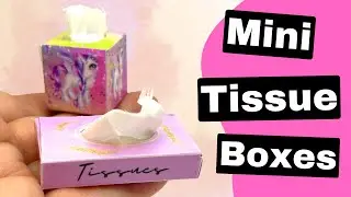 DIY Miniature UNICORN & PINK TISSUE BOX for Barbie/Sindy Dolls House How  to make mini tissues