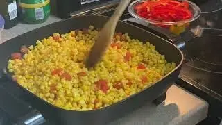 Best Saut&eacute;ed corn with bell peppers ever