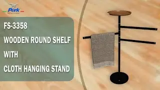 Wooden Round Shelf with Cloth Hanging Stand | Stylish Home Decor - FS-3358