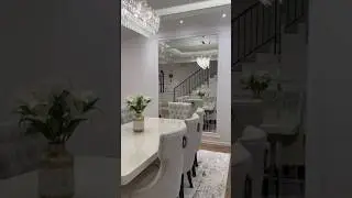 ✨This exquisite home features stunning crystal chandeliers #InteriorDesign #WhiteInteriors #ChicHome