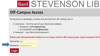 Off Campus Access - Stevenson Library (Bard College)