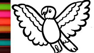 Parrot Drawing, Coloring and Painting for Kid's & Toddlers | How to Draw Parrot Drawing