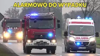 Alarmowo 2 zastępy GBA 451[E]21 i 22 z JRG Łowicz oraz Zespół Ratownictwa Medycznego do wypadku