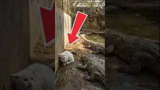 Tiny White Cat Escapes Tiger by Hiding with Crocodiles 🐱🐯🐊 Wild Survival Story