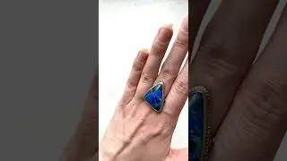 Кольцо с азуритом треугольное на руке 3730 #shorts #tiktok