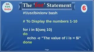 Linux Shell Scripting (The 'for' Loop (6))