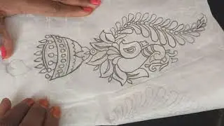 Tanjore style fabric painting | peacock fabric painting | jimikki fabric painting in tamil | part 1