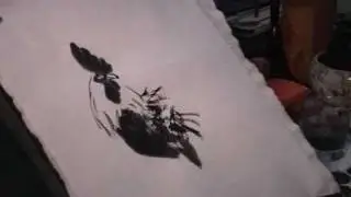 Painting Rooster with Chicken Feather Brush by Datong Xu