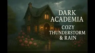 Dark Academia Spring Cottage Ambience | Rain, Thunder & Flickering Lanterns ASMR