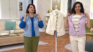 Anybody Washed Denim Vest with Pitched Back on QVC