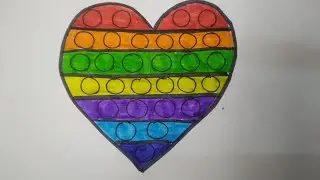 Heart popit drawing and colouring/Rainbow colour heart popit for kids and toddlers