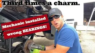 Changing wheel bearings, seals, and prepping air leaf for alignment on Peterbilt Cabover.