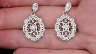 Tesoro Collection Filigree Design White Topaz Vintage Earrings In 925 Silver - UG3255