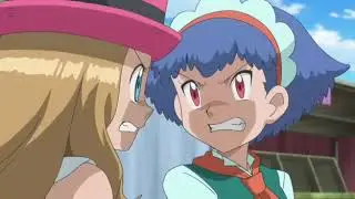 Pok&eacute;mon XY - Serena y Miette se pelean por ash