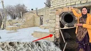 Completing a secret tunnel entrance in heavy snow: Powerful Nomadic Lady