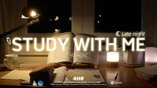 4-HOUR STUDY WITH ME late night 🌙 | NO MUSIC, Rain Sounds🌧️, Studying | Pomodoro 50-10