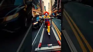 Clown on a Treadmill: Hilarious Street Run!
