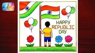 Republic Day Drawing Easy| Republic Day Poster Drawing| Happy Republic Day Drawing| I Love India