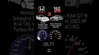 Honda Integra Type R i4 1.8L Vtec Turbo 945 HP vs Nissan R34 GT-R V-Spec 28O HP 1540 KG