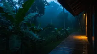 Blue Mist Tropical Rain at Night &mdash; Soft Thunder & Deep Sleep Ambience