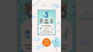 Editable Kids Birthday Party Invitation Template with Baby Bears