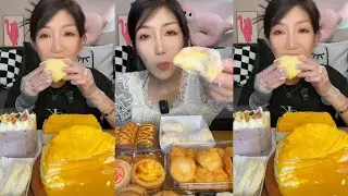 Mukbang 🍮Custard Crepe Cake,💜Taro Cream Cake,🍰Mini Cake,Egg Tart,🧁Container Cake|Soft & Creamy ASMR