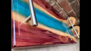 Custom Handmade Live Edge Red Cedar Glow in the Dark River Serving Board