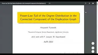Power-Law Degree Distribution in the Connected Component of a Duplication Graph (AofA2020)