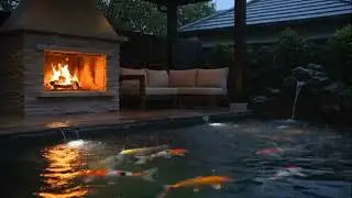 Ultra Calm ASMR 🌙 Koi Pond with Soft Rain & Fireplace Sounds (3 Hours)