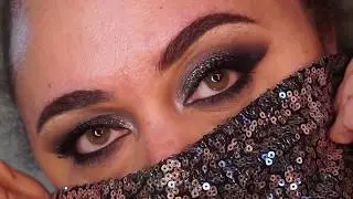 Black and Silver Sequin Mask Inspired Makeup