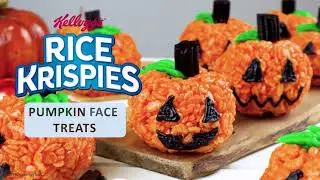 Pumpkin Face Rice Krispies Cereal Treats | Easy Halloween Dessert or Snack!