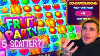 5 SCATTER RETRIGGER ON FRUIT PARTY BONUS BUY!!!?!? (HUGE WIN)