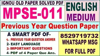MPSE 011 Previous Year Question Paper Solved in English || mpse 011 important questions with answers