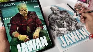 Jawan Poster Drawing,  Shahrukh khan Drawing,  Pencil Sketch