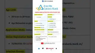 Canara Bank Graduate Apprentices Recruitment 2025 - Job ki Khabar #shorts