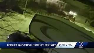 Forklift rams cars in Omaha neighborhood